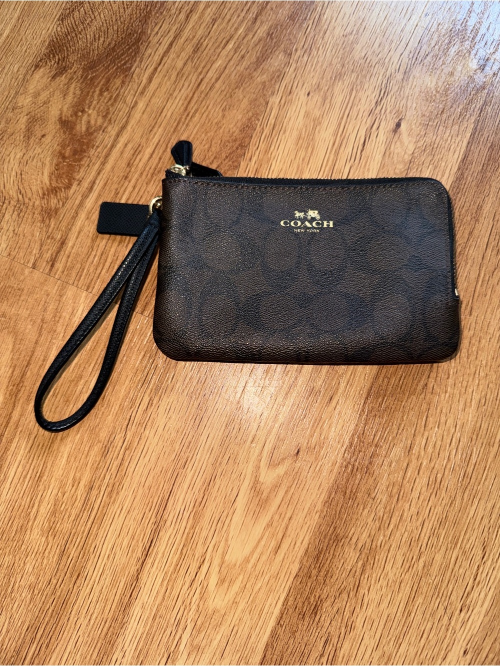 Coach Black & Brown Signature Wristlet